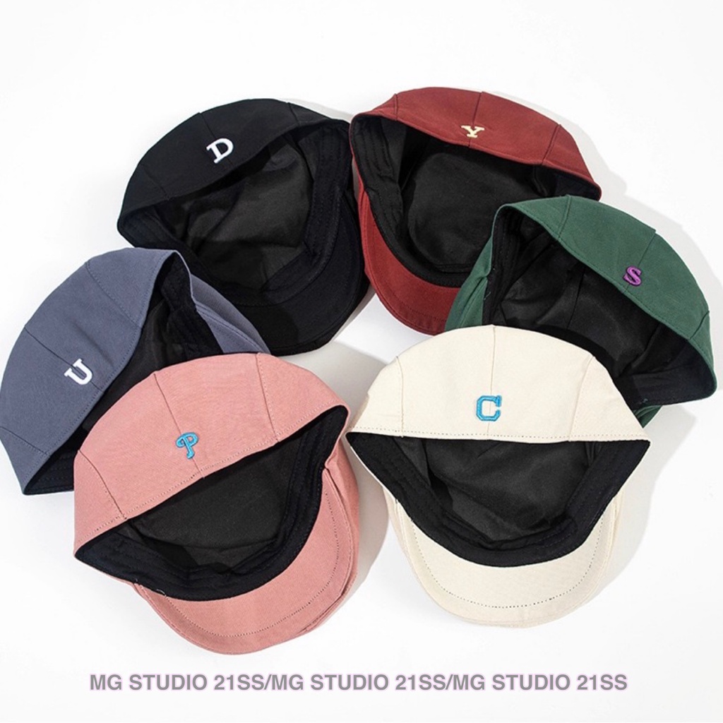 Mũ beret MU GUA ZHI PIN (MG STUDIO) họa tiết chữ với 6 màu tùy chọn