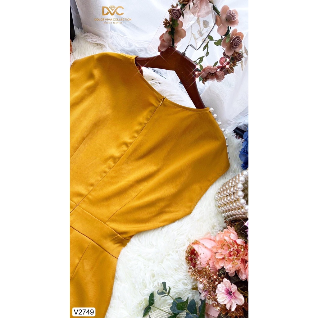 Váy body nhún eo cổ tròn sang chảnh V2749