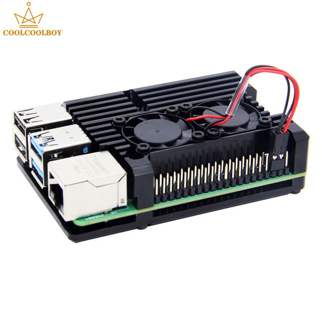 Hộp Nhôm Đựng Bảo Vệ Raspberry Pi 4 Kèm Quạt Tản Nhiệt Kép | BigBuy360 - bigbuy360.vn