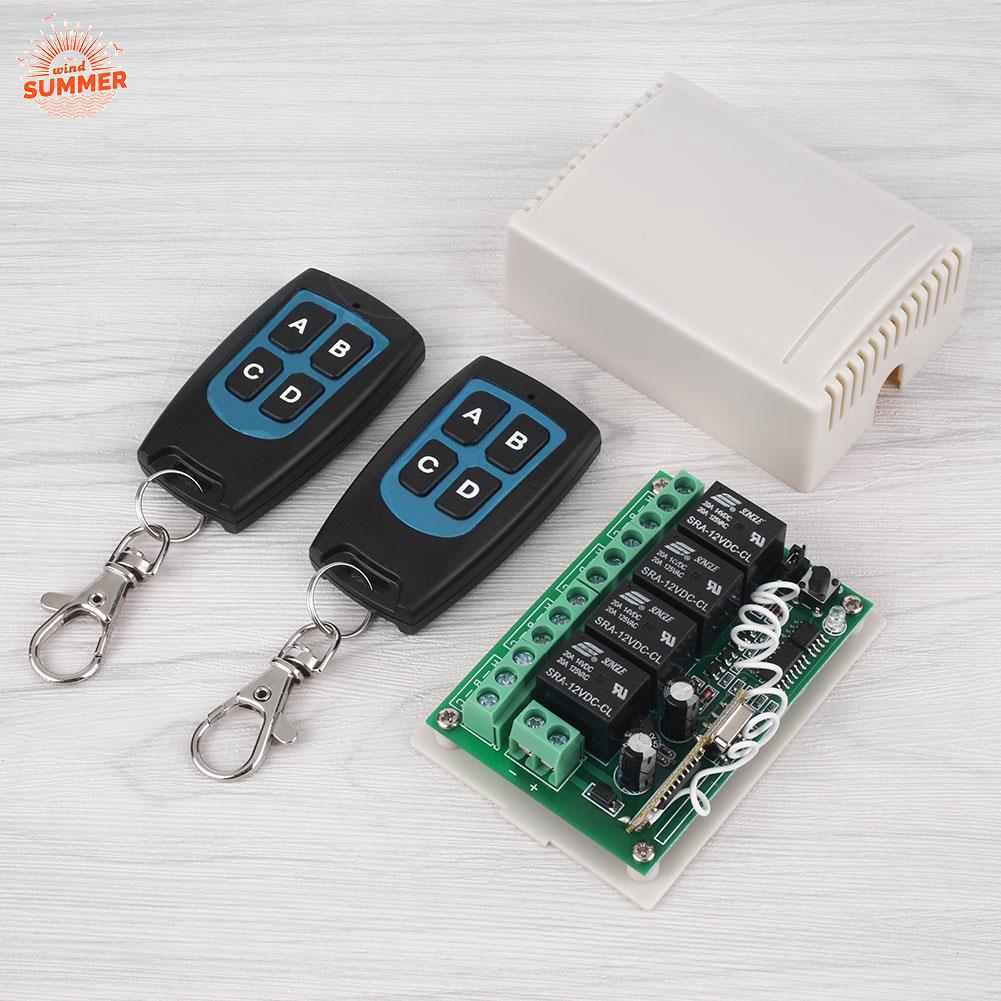 12V 4CH 100M Wireless Remote Control Relay Switch 2 Transceiver +Receiver