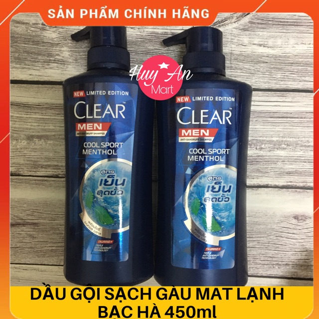 Dầu gội SẠCH GÀU CLEAR men BẠC HÀ MÁT LẠNH Thái Lan 450ml