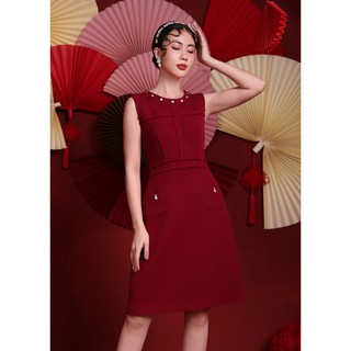 Đầm cổ tròn, sát nách Emspo DS3518 (Đỏ, Đen)