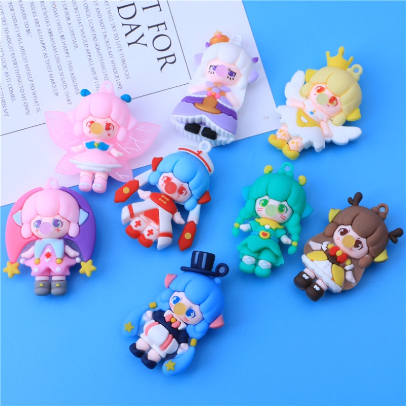 Set 2 móc khóa hình búp bê bằng cao su mềm dễ thương