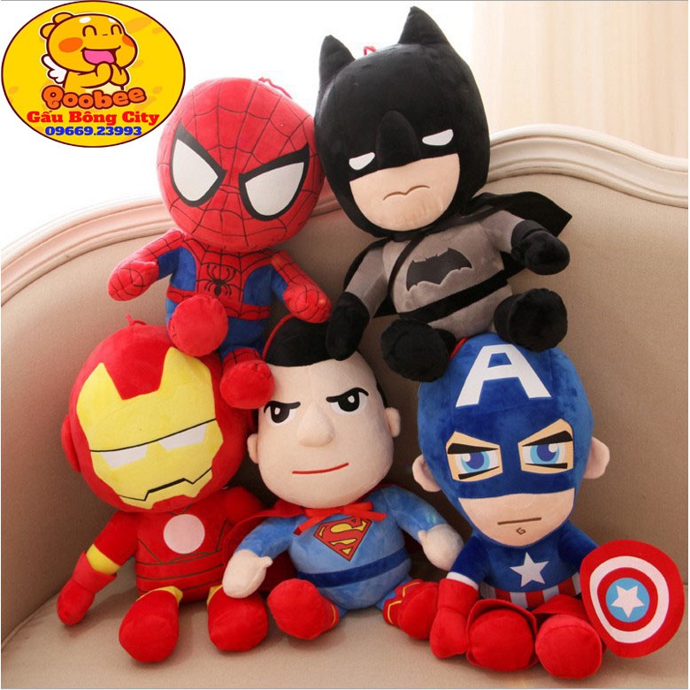 Gấu Bông Siêu Anh Hùng Đáng yêu Cho Bé Marvel Avengers Người Sắt Nhện nhân Batman Captain America Iron Man Spiderman