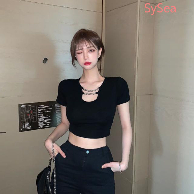 Áo Croptop Ngắn Tay Màu Trơn Thời Trang Mùa Hè Dành Cho Nữ