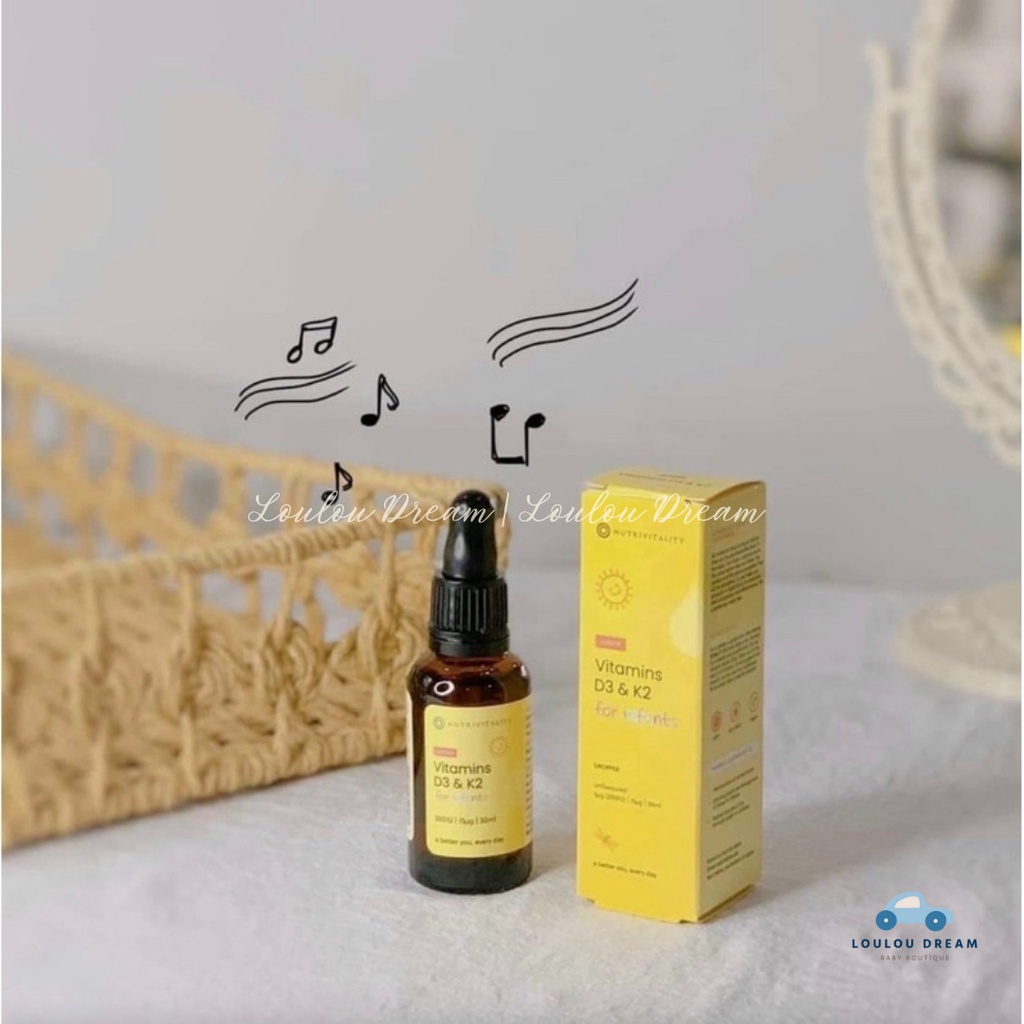 Vitamin Nutrivitality bổ sung D3 & K2 MK7 dành cho bé nội địa Anh Quốc - 30ml