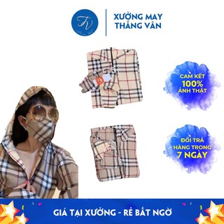 Áo Chống Nắng Kẻ Sọc Dáng Dài Cho Nữ, 40-65kg, Chất Vải Thô Kate Đẹp Màu Tối và Sáng  ྇