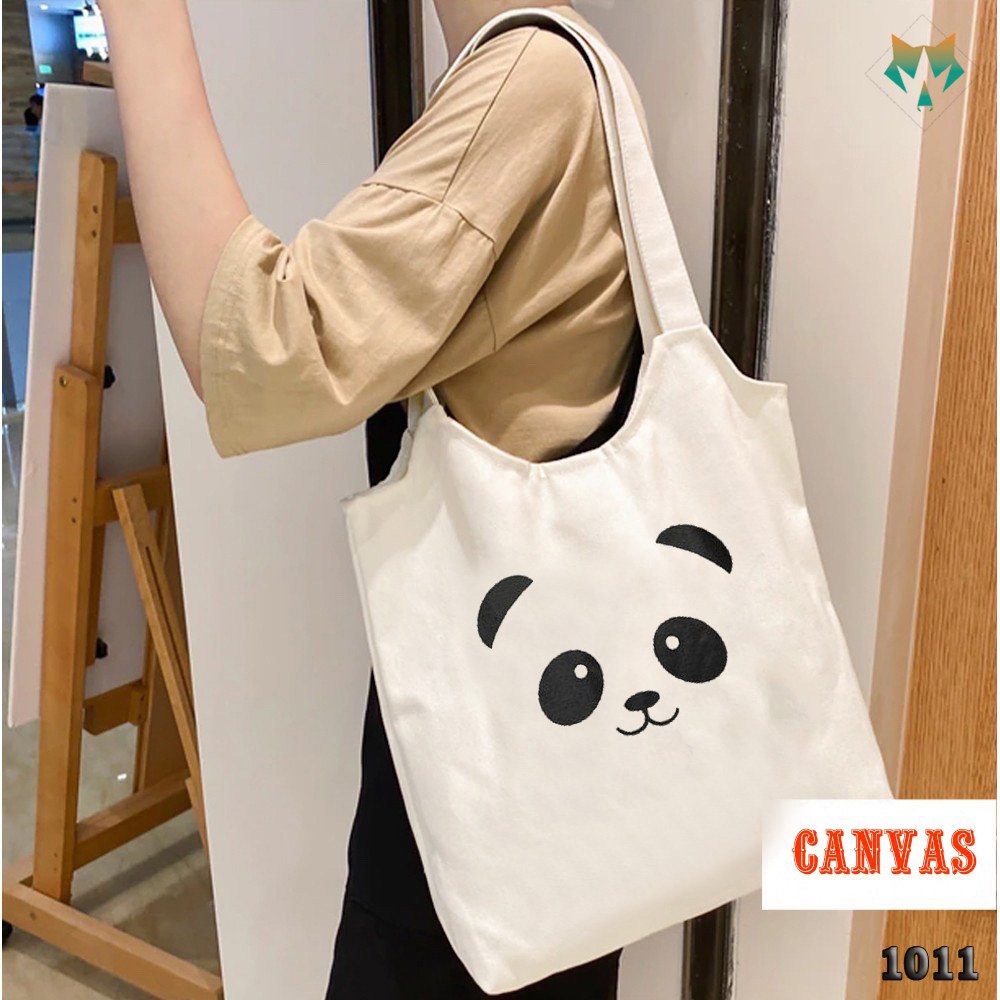 TÚI TOTE TRẮNG CHẤT VẢI CANVAS 1011 474 MẶT GẤU DỄ THƯƠNG HÀNG CHUẨN ĐẸP