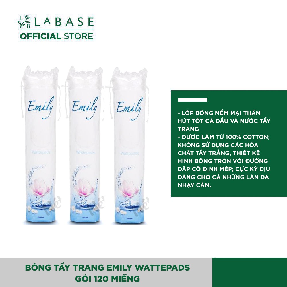Bông tẩy trang Emily Wattepads Gói 120 miếng | BigBuy360 - bigbuy360.vn
