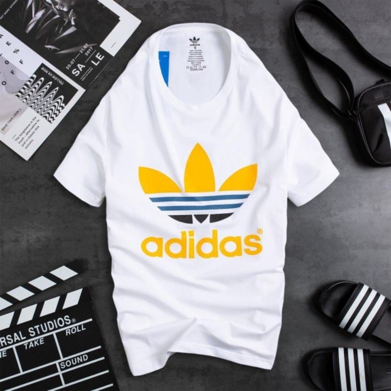 Mẫu áo thun ngắn tay không cổ Adidas co dãn chất liệu vải cotton trơn cực bền thoáng mát hàng Unisex mua 3 áo giảm 30k