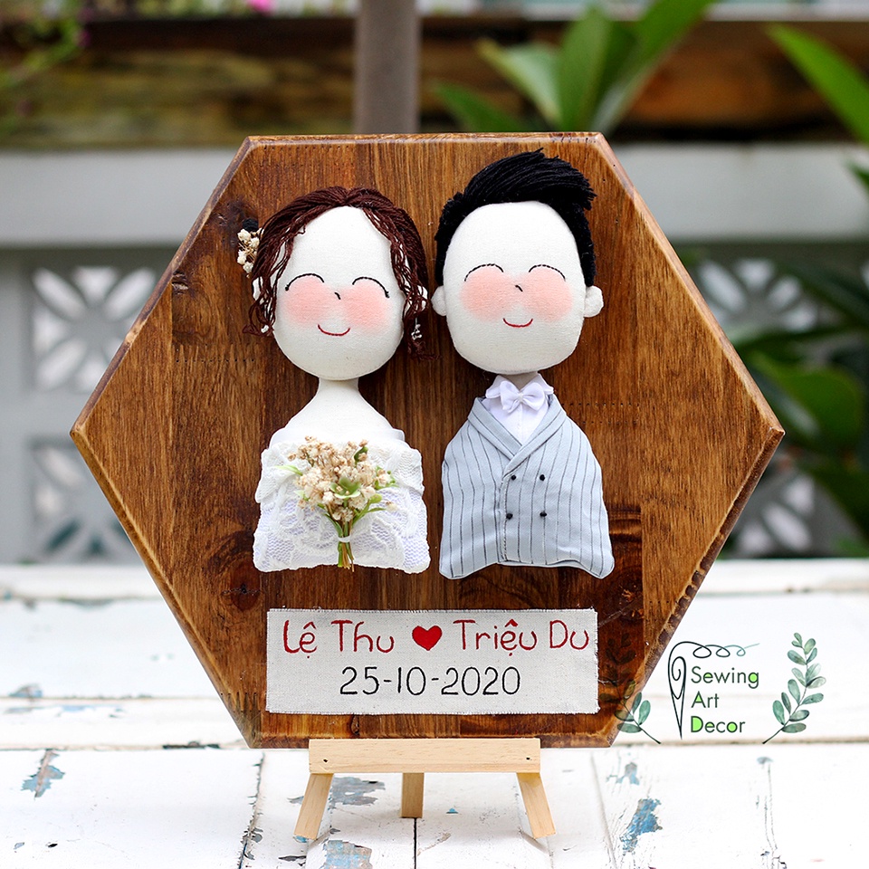 Chibi chân dung cô dâu chú rể có sẵn