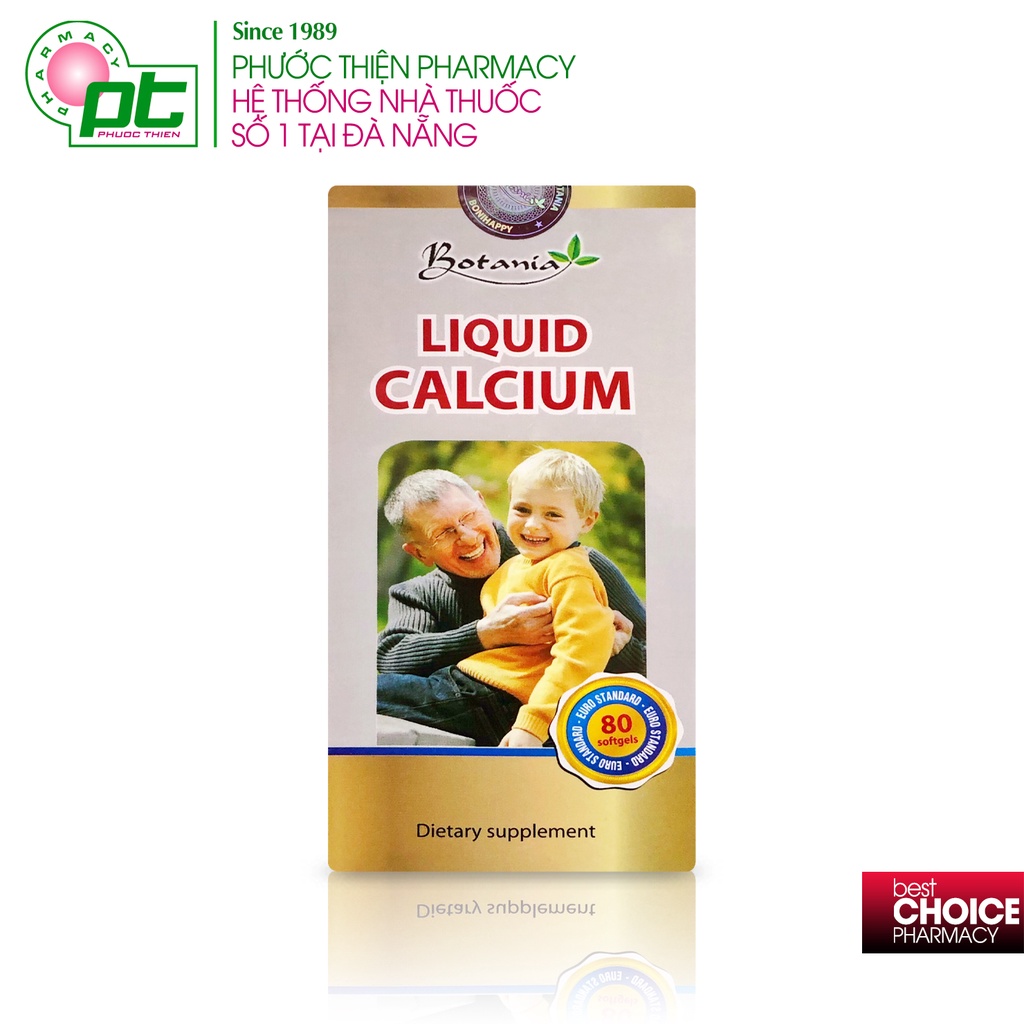 Liquid Calcium Botania Viên Uống Bổ Sung Canxi D3 Lọ 80 Viên