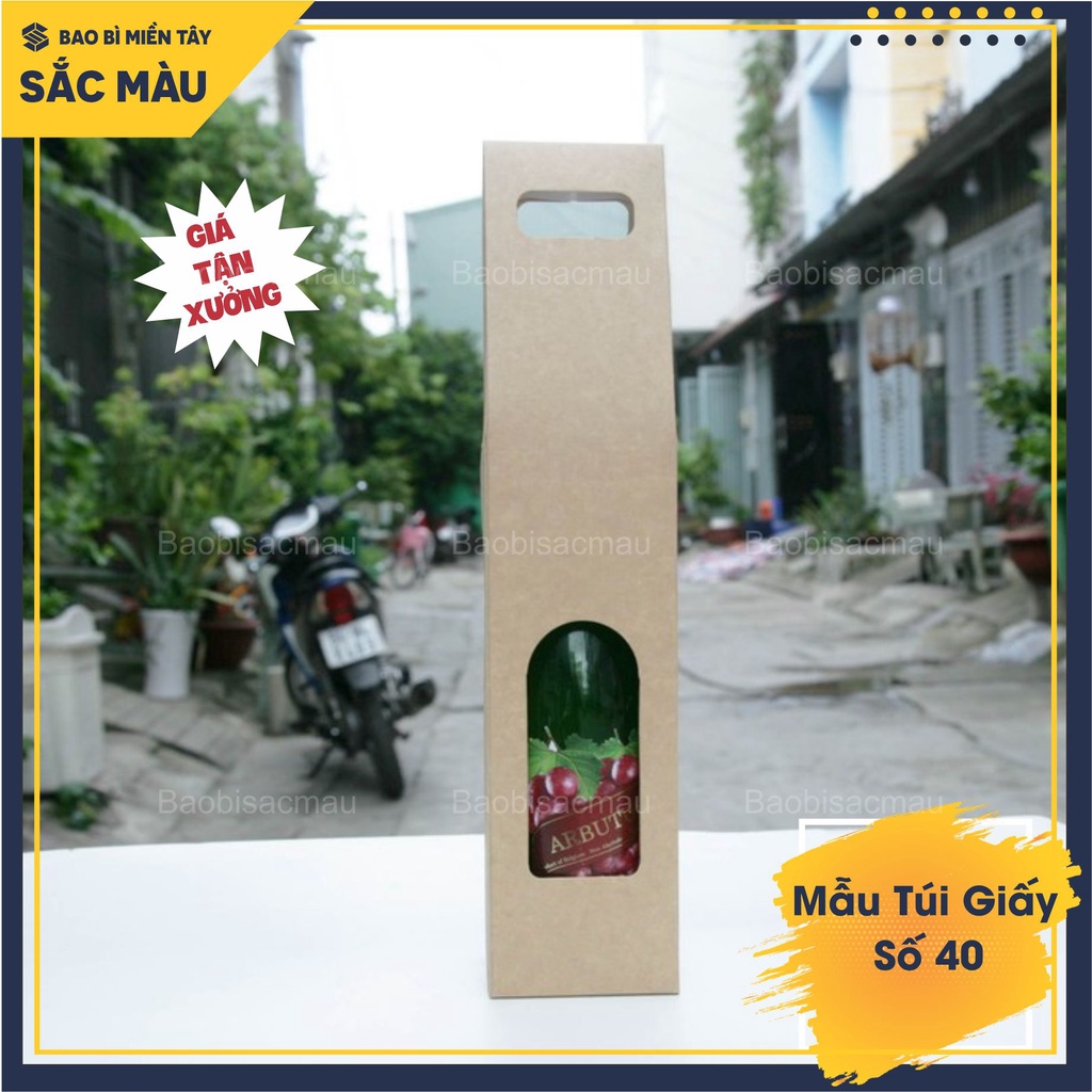 5 Túi giấy đựng được 1 chai rượu vang, chai nước ép trái cây 750ml tiêu chuẩn,hoặc chai lọ có kích thước phù hợ…(Mẫu 40)