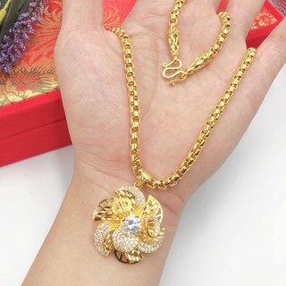 Mặt dây chuyền nữ hoa xoáy đính đá cao cấp nora mạ vàng