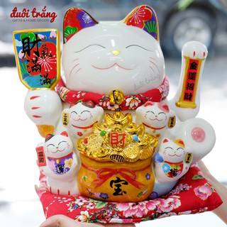 Mèo Thần tài Bảng xanh 25cm "Tài Khí Mãn Mãn"