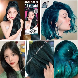 Thuốc Nhuộm Tóc gội nhuộm Hello Bubble Foam Mise En Scene Màu Xanh Rêu Mermaid Green