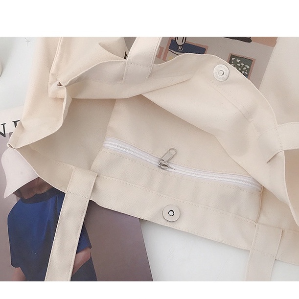 Túi tote vải canvas form vuông chủ đề địa danh style ulzzang hàn quốc