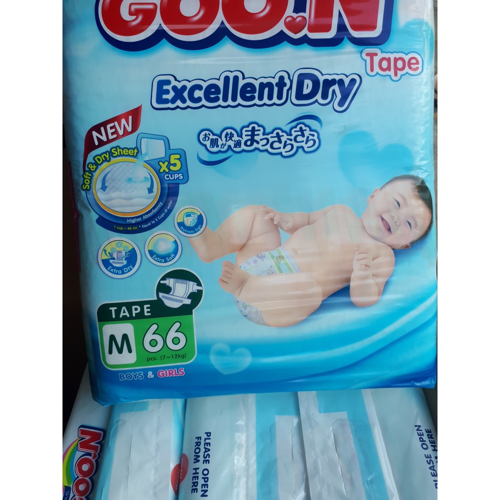 Bỉm goon slim các loại: dán Newborn 48, S44, M66, L56 Quần M60, L46, XL42