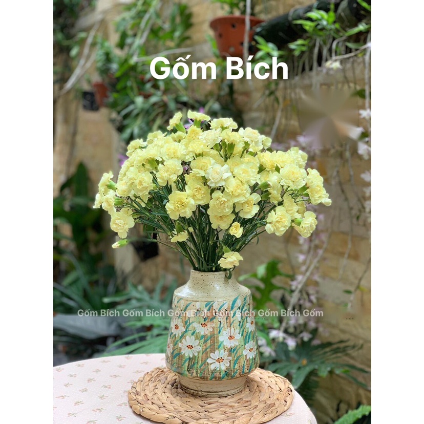 Bình Hoa Lọ Hoa Đẹp Để Bàn Men Mộc Vẽ Hoa Cao 23cm, 29cm Gốm Sứ Bát Tràng - Gốm Bích