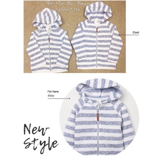 Áo khoác nỉ len kẻ xanh có mũ HM auth