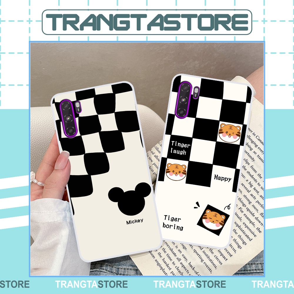 Ốp Vsmart Active 3 in hình sọc caro, họa tiết đen trắng dễ thương