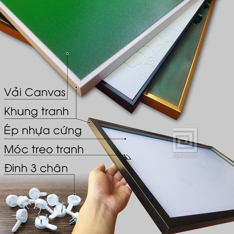 Tranh treo tường, tranh trang trí nhà cửa hình hoa có khung nổi chắc chắn Mon'decor - tặng kèm đinh