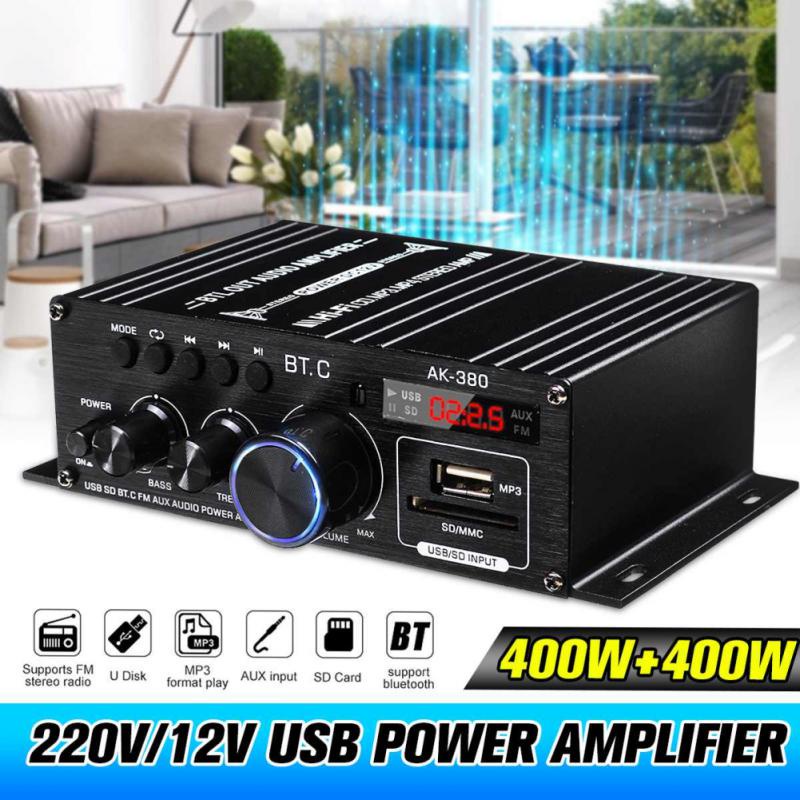 AK380 / AK370 Bộ khuếch đại công suất Mini HIFI Bluetooth 5.0 Hệ thống âm thanh Karaoke gia đình có 