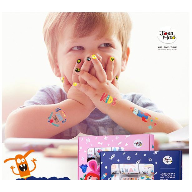 Đồ chơi miếng dán hình xăm và móng tay an toàn cho bé,Bộ tattoos và nail stickers,hãng Joan Miro xuất khẩu cho trẻ