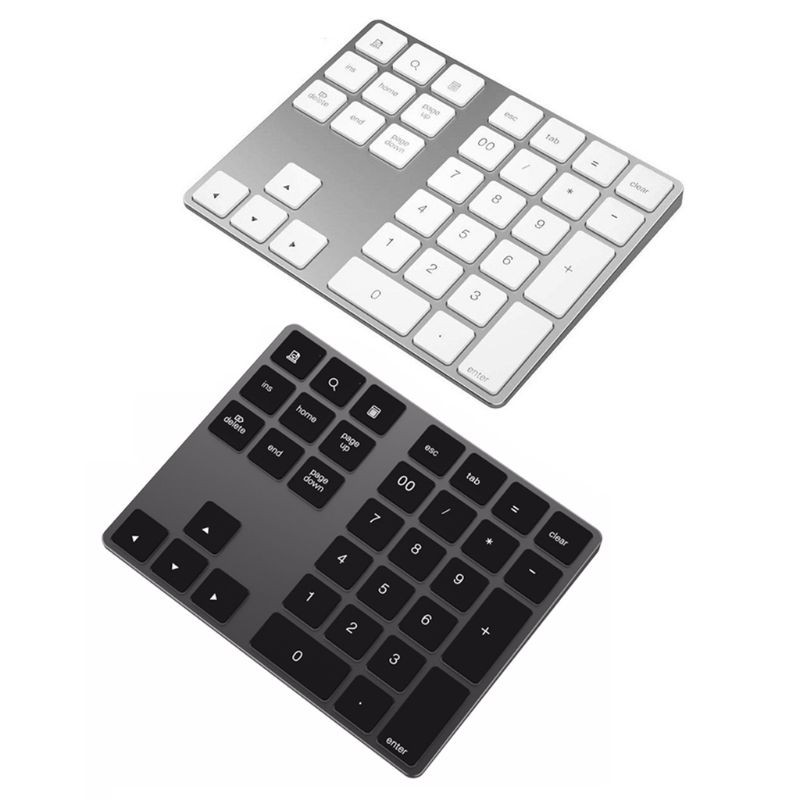 Nút phím số không dây màu đen và bạc tùy chọn dành cho bàn phím Apple PC gồm 34 phím có kèm dây sạc
