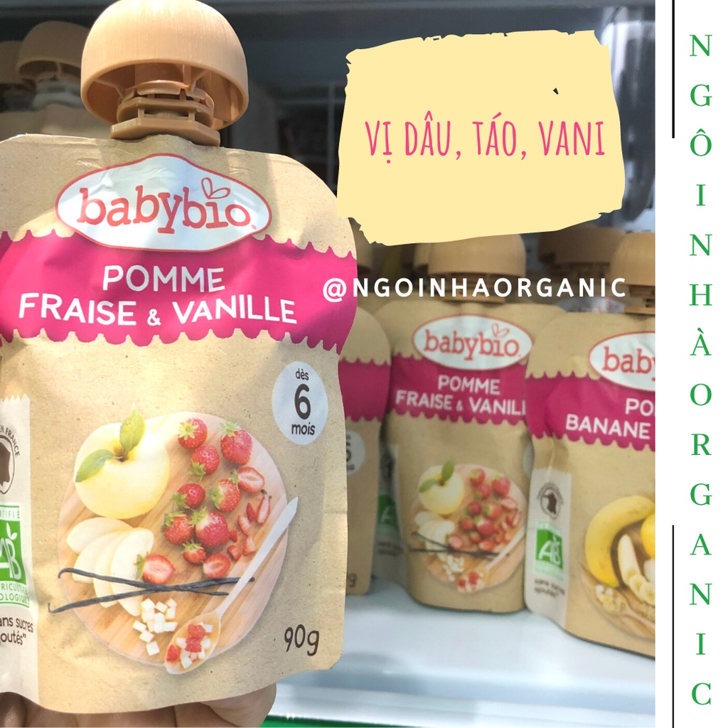 Trái cây nghiền hữu cơ cho bé Babybio 90g