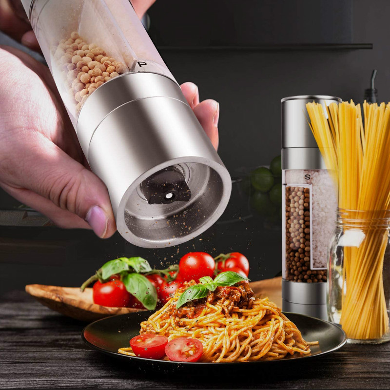 Máy xay muối và hạt tiêu bằng tay JOSMOMO 2 trong 1 có thể điều chỉnh với cơ chế gốm acrylate và lắc hạt tiêu