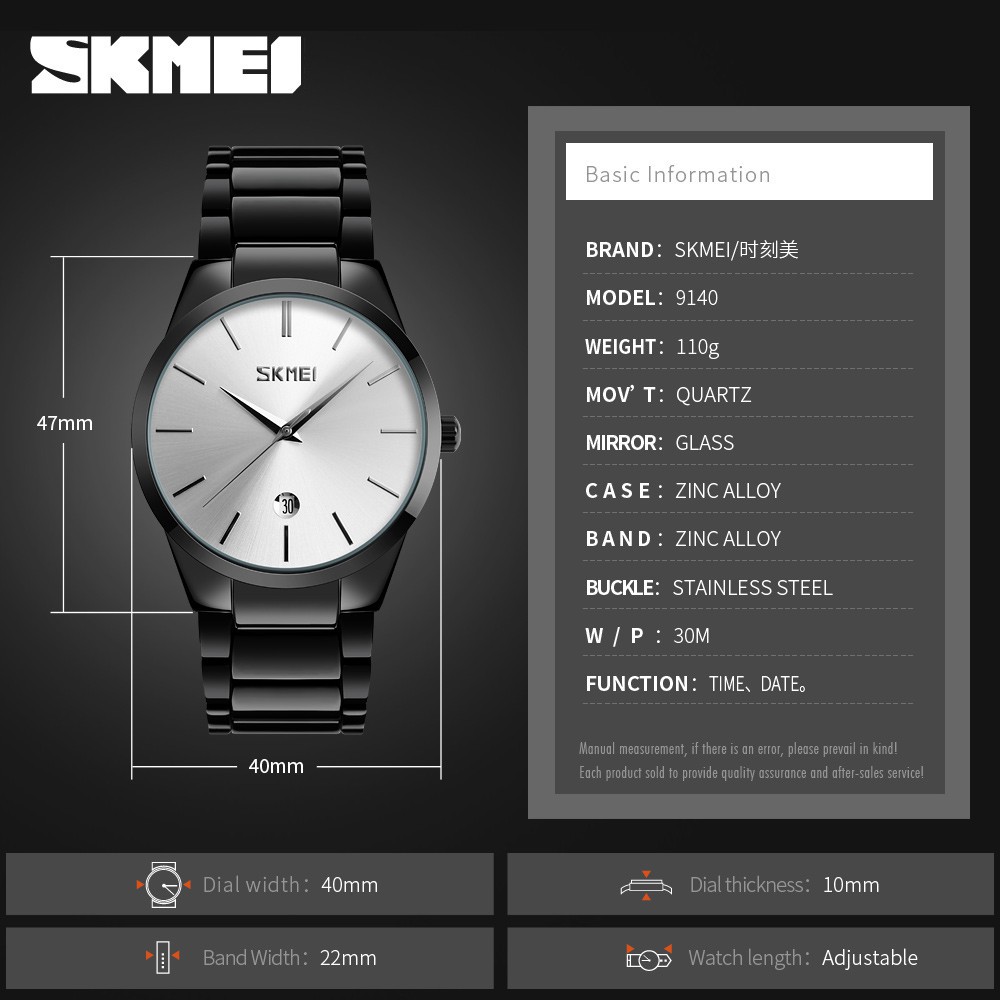 ĐỒNG HỒ NAM SKMEI 9140 DÂY THÉP KHÔNG GỈ, MẶT TRÒN KHÔNG SỐ Bán lẻ giá sỉ