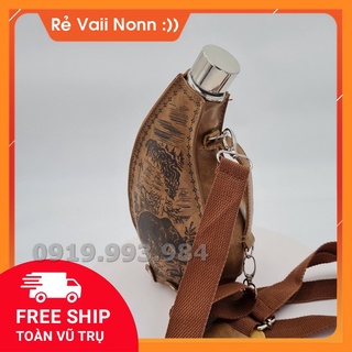 Bình inox đựng rươu tù và mang phong cách mông cổ 1,5 lít bao gồm túi đựng bình tặng phễu