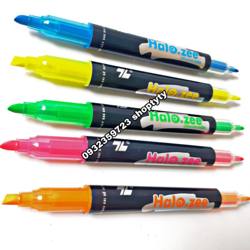 1 Hộp 5 Bút Dạ Quang HL-03 Và Hộp 10 Cây Dạ Quang Đủ Màu Halo-zee