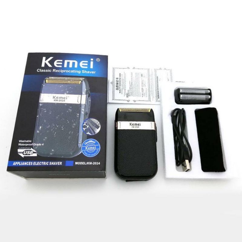 ( Tặng lưỡi thay thế) Máy cạo khô cao cấp KEMEI 2027 hiện thị đèn LED ( bảo hành 6 tháng)
