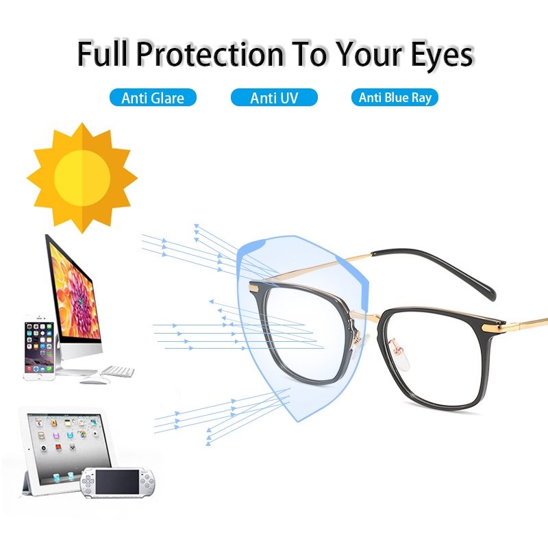 Gọng mắt kính cận VIENDO gọng vuông đổi màu chống ánh sáng xanh chống tia uv hàn quốc thời trang cho nam và nữ(có thể cắt cận thị ống kính)