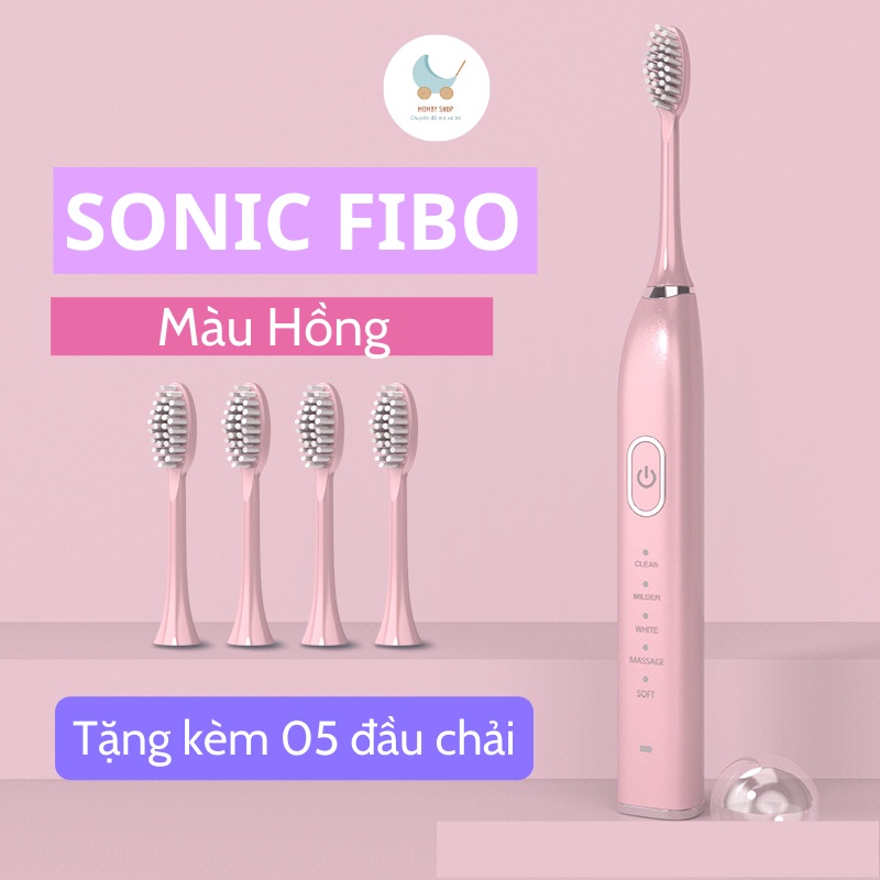 Bàn chải đánh răng điện cao cấp SONIC FIBO, bàn chải điện cho người lớn công nghệ Châu Âu 05 chế độ, bảo hành 06 tháng