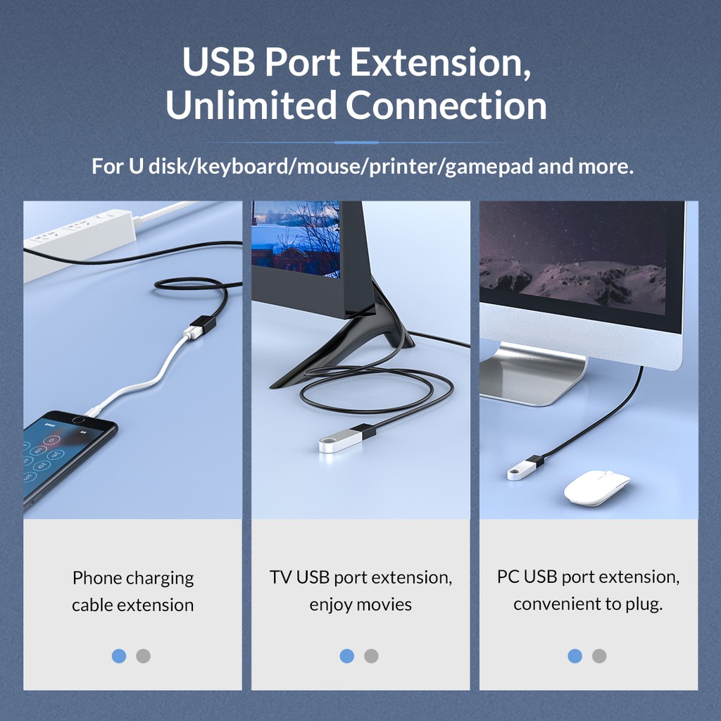 [Mã ELFLASH5 giảm 20K đơn 50K] Cáp Nối Dài USB Orico U3-MAA01 USB 3.0 - Đen - Hàng Chính Hãng