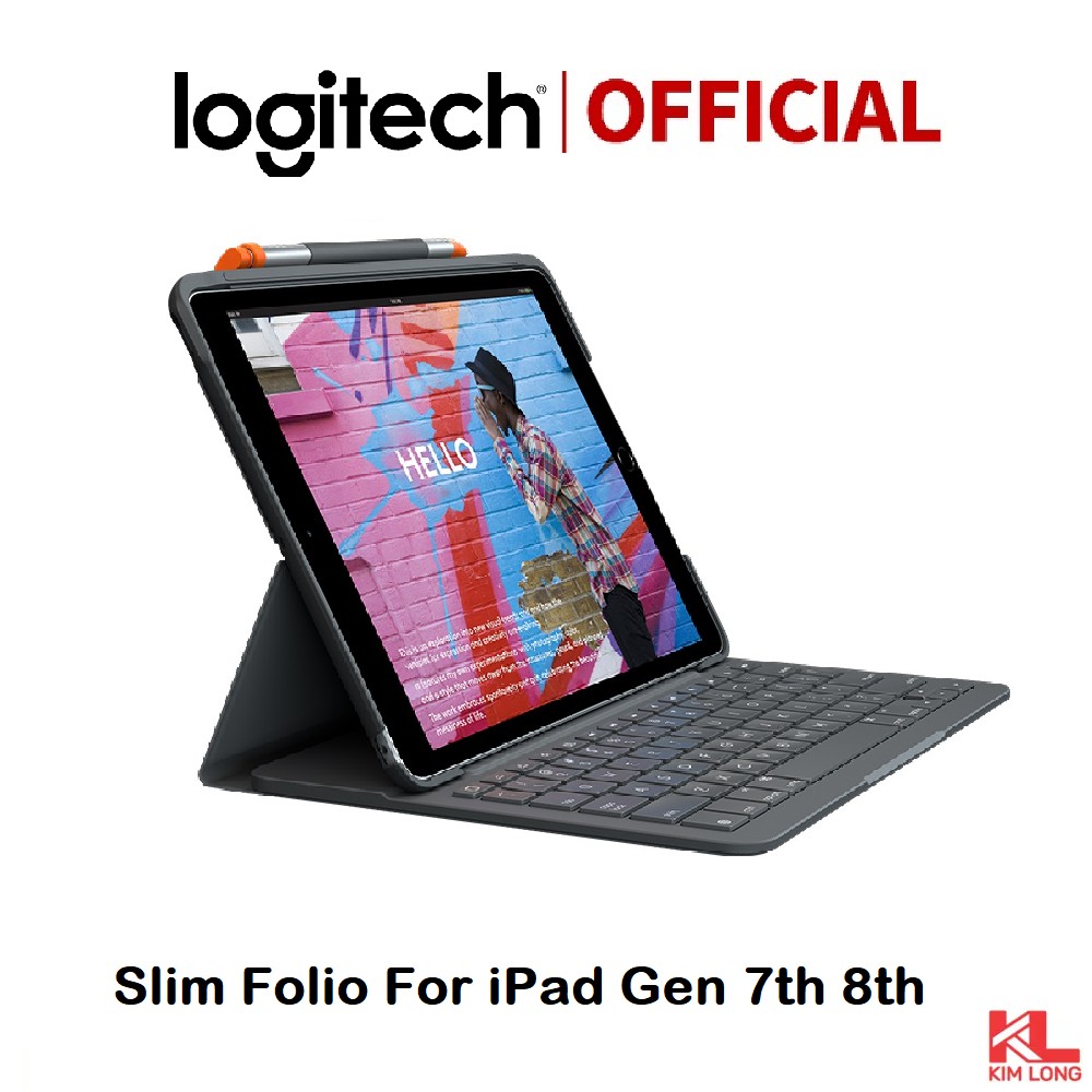 Logitech Slim Folio for iPad Gen 7,8 và 9 Bao da kèm bàn phím kết nối bluetooth (920-009469)