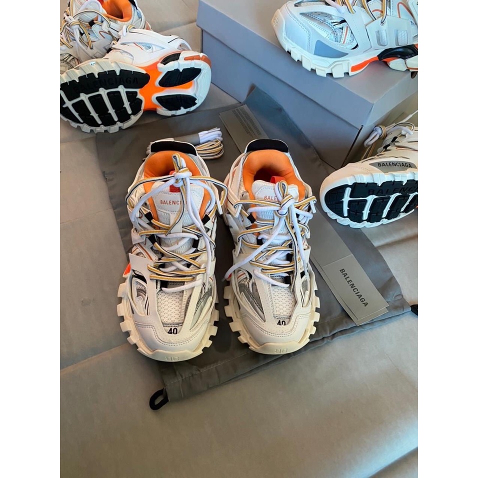 GIÀY THỂ THAO SNEAKER NAM NỮ BA LEN CIAGA TRACK 3.0 năng động cá tính dành cho thanh niên màu trắng cam có phản quang