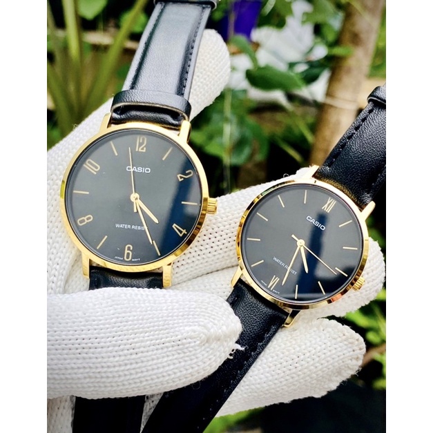 Đồng hồ cặp đôi nam nữ giá rẻ chính hãng CASIO MTP-VT01 và LTP-VT01 mặt tròn đơn giản, pin 3 năm