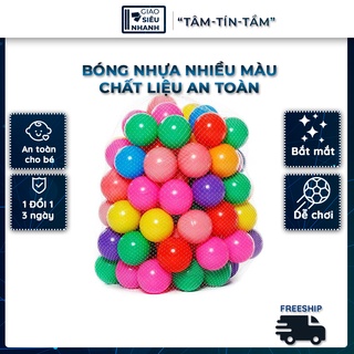Túi 100 quả bóng nhựa an toàn cho bé vui chơi – Combo 100 trái banh nhiều màu an toàn