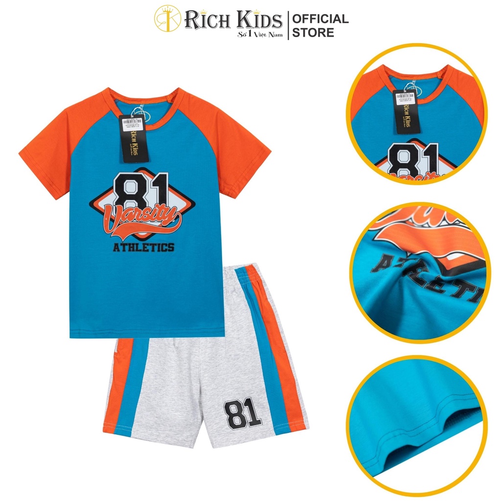 Đồ Bộ Bé Trai Vải 100%cotton Co Giãn Thoáng Mát - Richkids