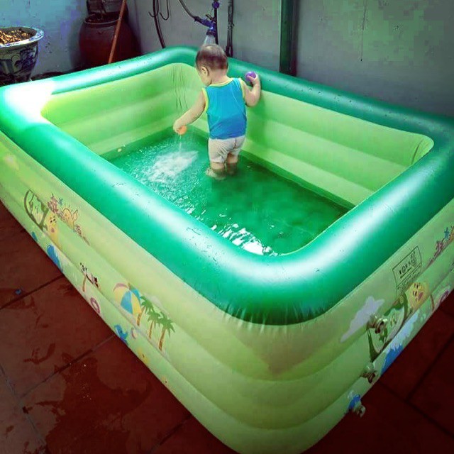 Bể Bơi Phao Cho Bé 210*135*60cm Swimming Pool Kèm Bơm Điện (tặng keo và 2 miếng dán)