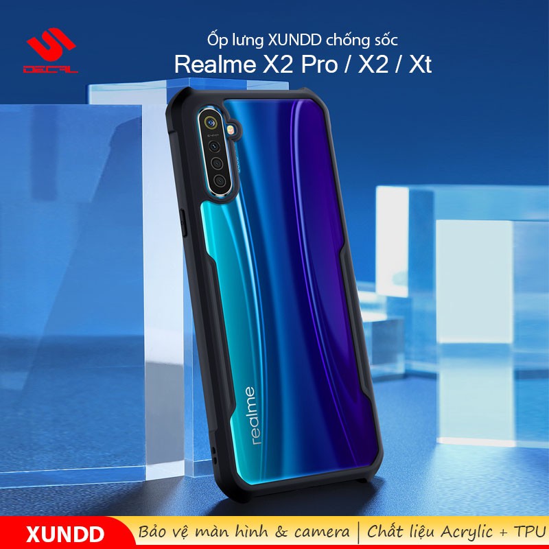 Ốp lưng Realme X2 / X2 Pro / Xt, Chính hãng XUNDD, Mặt lưng trong suốt, Viền TPU, Chống sốc