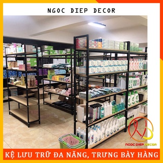 KỆ SẮT ĐA NĂNG ĐỂ HÀNG 5 tầng, kệ trưng bày cửa hàng LẮP GHÉP THÔNG MINH hiện đại chịu tải cao