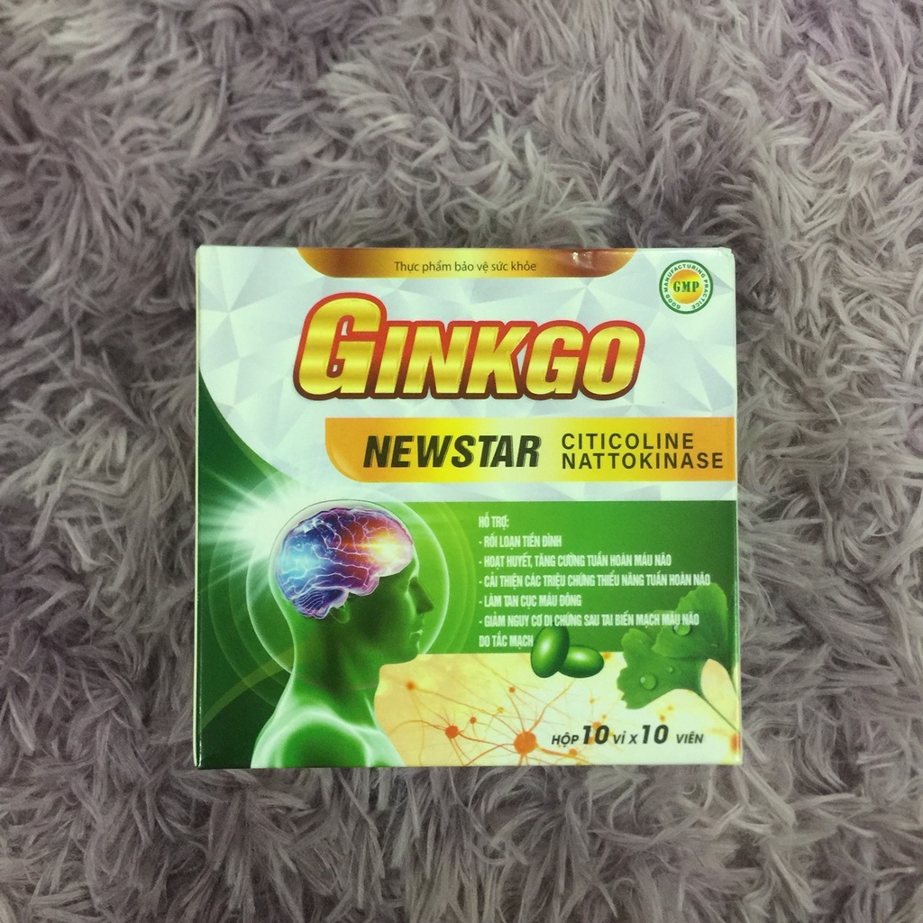 Viên uống bổ não Ginkgo Newstar chứa Ginkgo biloba giúp tan máu đông, tăng tuần hoàn máu não Hộp 100 viên