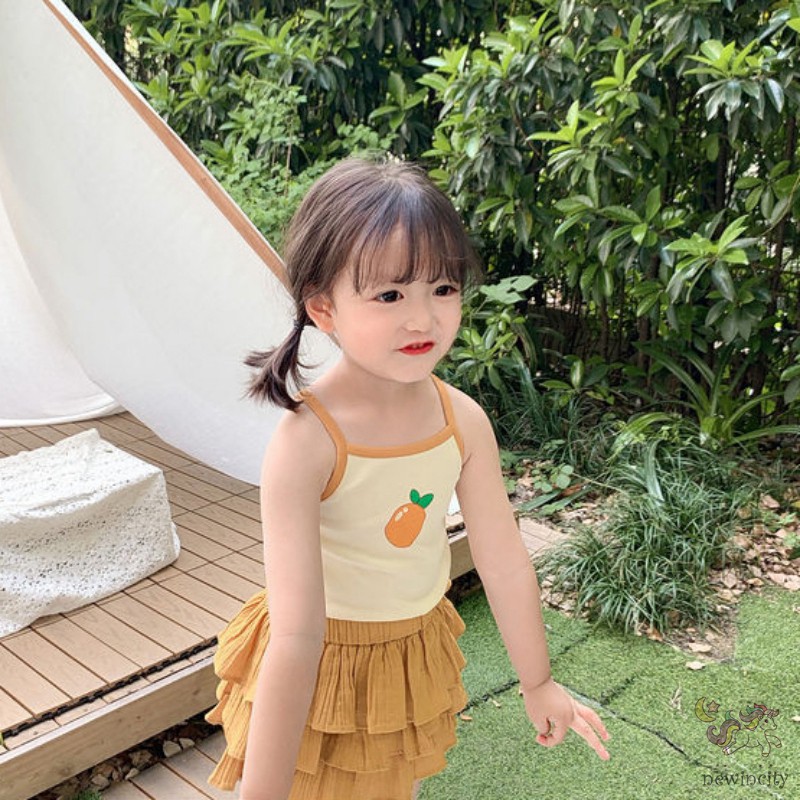 Áo Thun Ba Lỗ Họa Tiết Trái Cây Thoải Mái Năng Động Cho Bé Gái