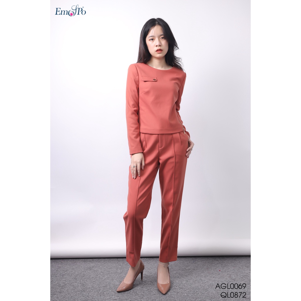 Áo vest dạ dài tay cổ tròn Emspo AGL0069 (Hồng, Rêu)