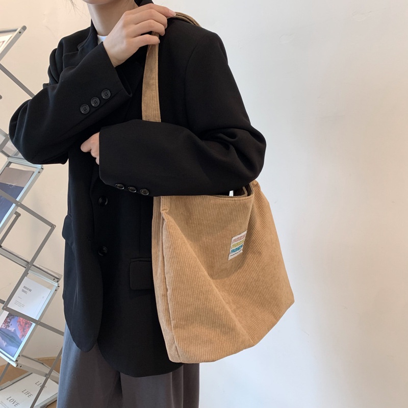 Túi Đeo Vai Vải Canvas Cỡ Lớn Thiết Kế Mới Cho Học Sinh